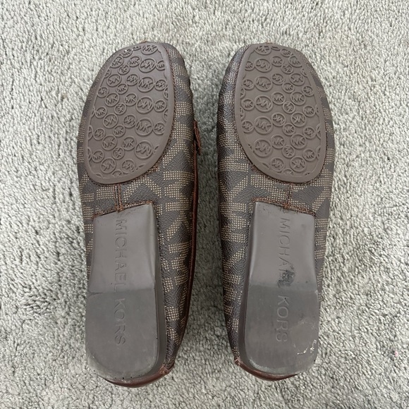 Michael Kors Brown Logo Loafers with Gold Charm - Picture 3 of 6